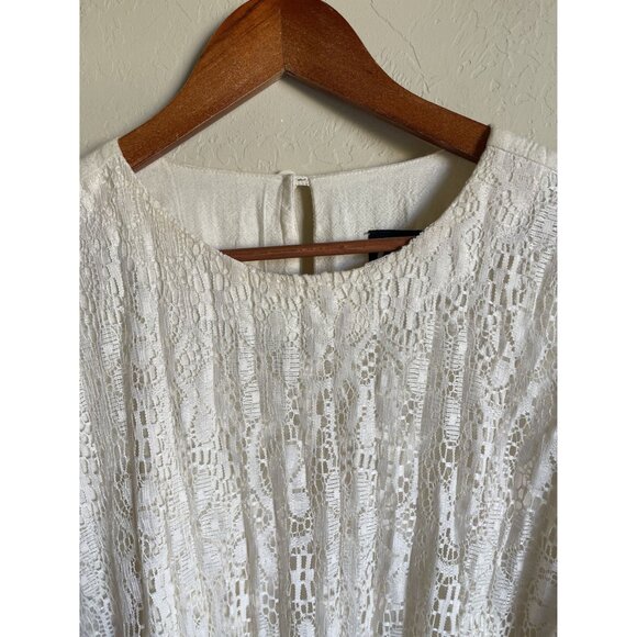 Choon California Made in USA Lace Fringe Cropped Top Size12 100% Cotton Top Fest - Picture 5 of 14